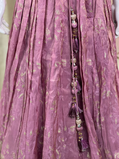 Lavender Purple Embellished Lehenga Set for Girls
