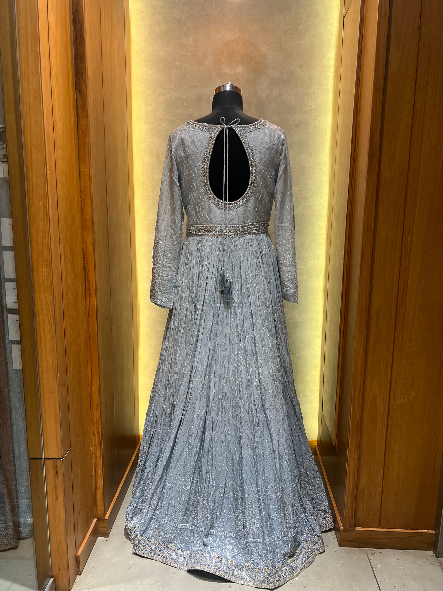 Light Grey embroider Anarkali suit