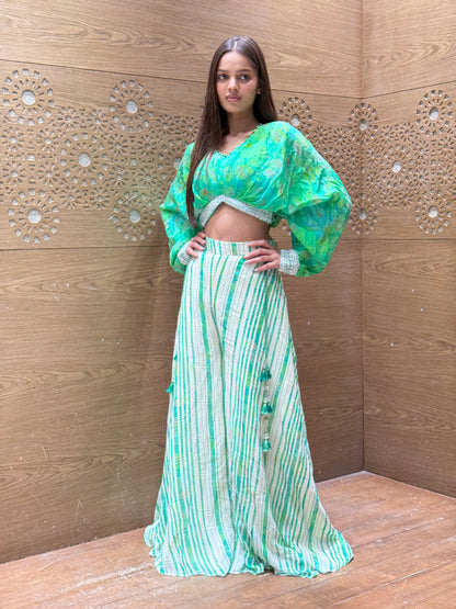 Lime Green Tie-Dye Co-ord Set with Tassel Detail