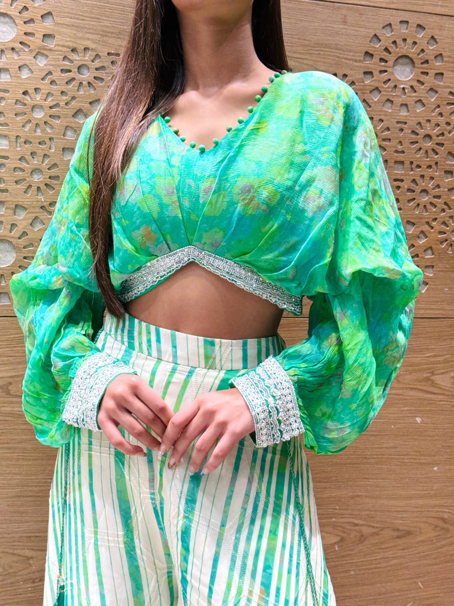 Lime Green Tie-Dye Co-ord Set with Tassel Detail