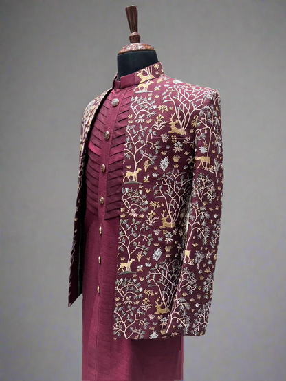 Maroon Indo-Western Ensemble with Elegant Embroidery