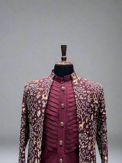 Maroon Indo-Western Ensemble with Elegant Embroidery