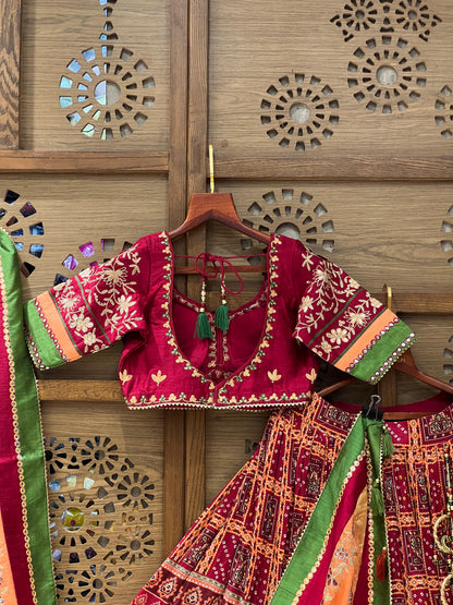 Maroon & Orange Traditional Navratri Chaniya Choli