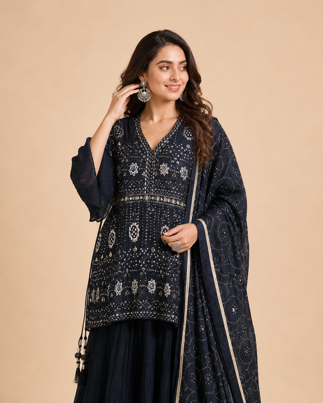 Midnight Black Sequins Embroidered Designer Lehenga Set with Mirror Work