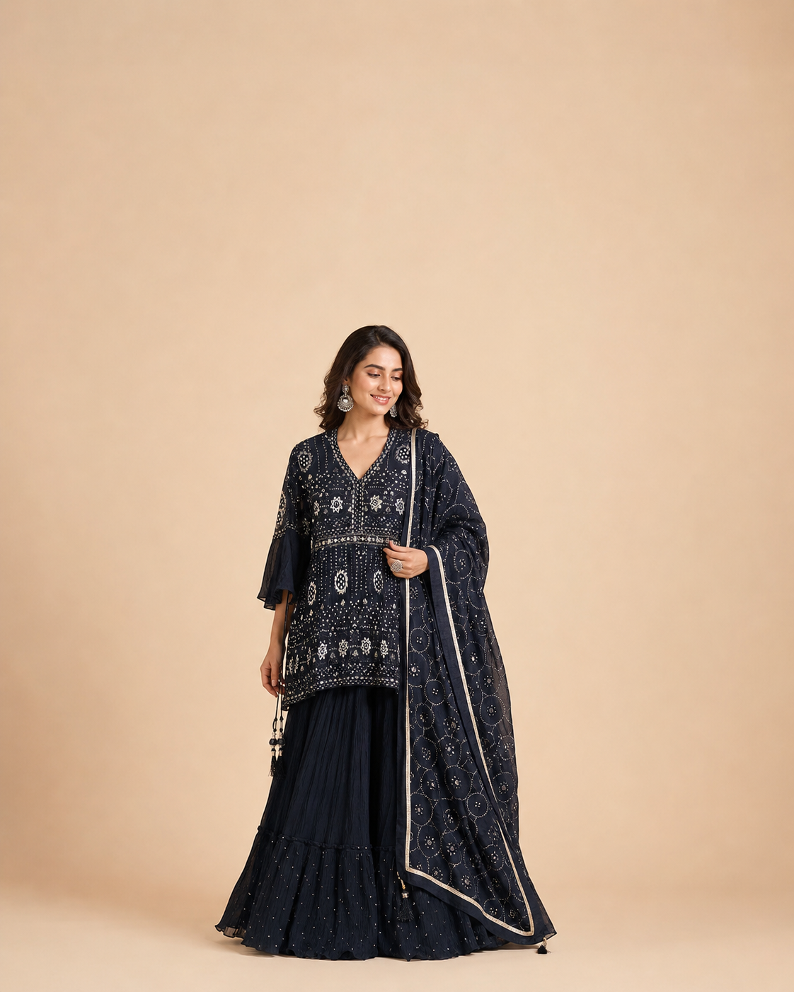 Midnight Black Sequins Embroidered Designer Lehenga Set with Mirror Work