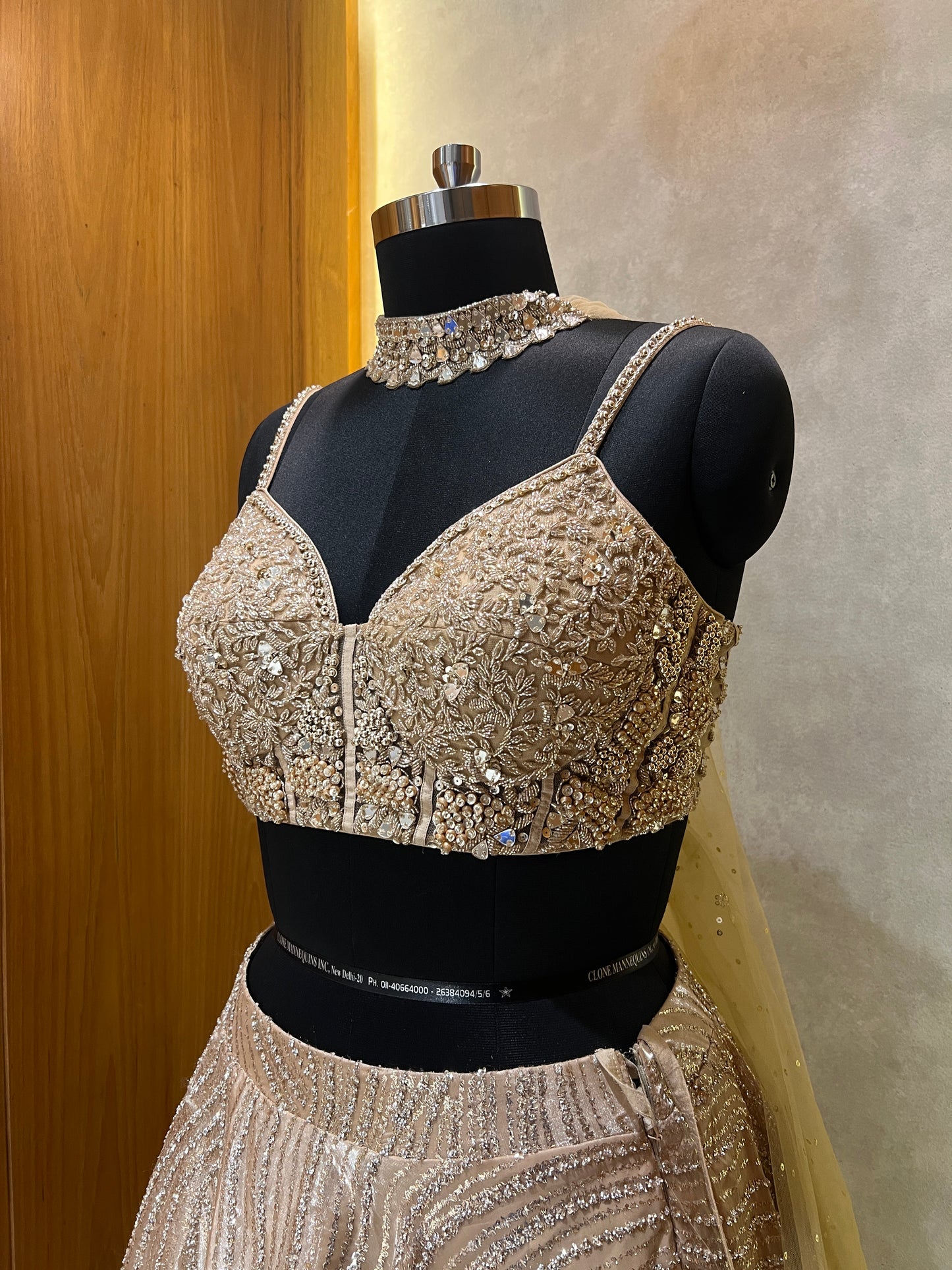 Mocha Brown Sequin Embroidered Partywear Lehenga Set