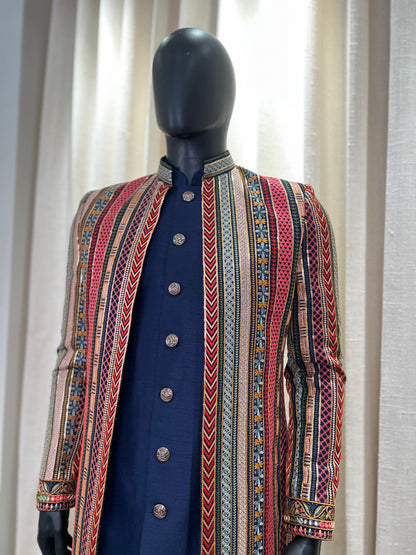 Multi Color Embroidery Work Indowestern