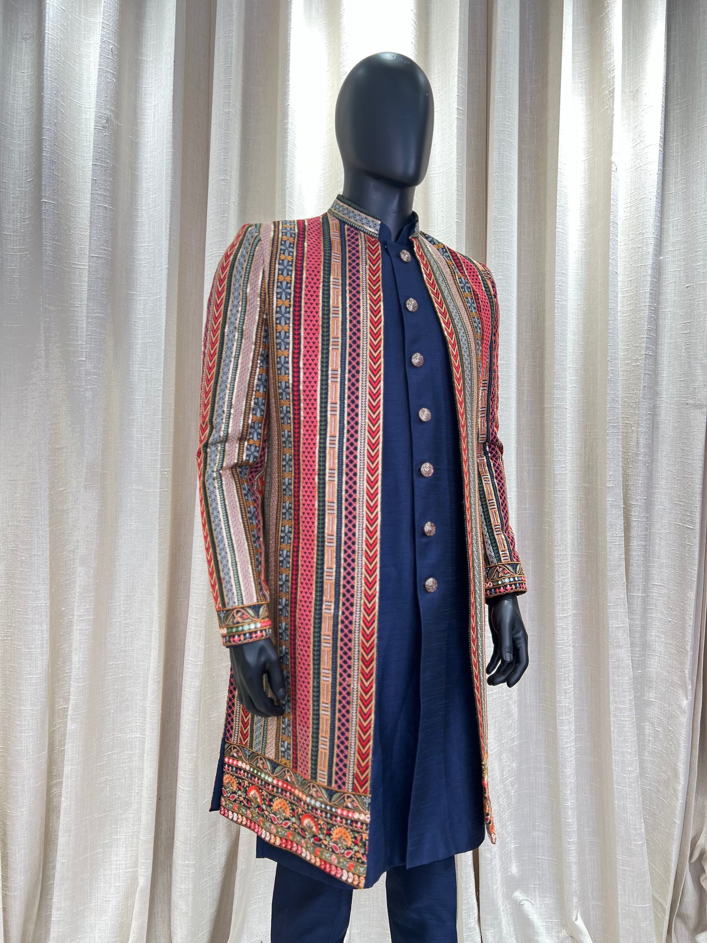 Multi Color Embroidery Work Indowestern