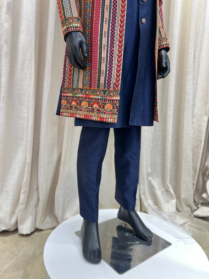 Multi Color Embroidery Work Indowestern