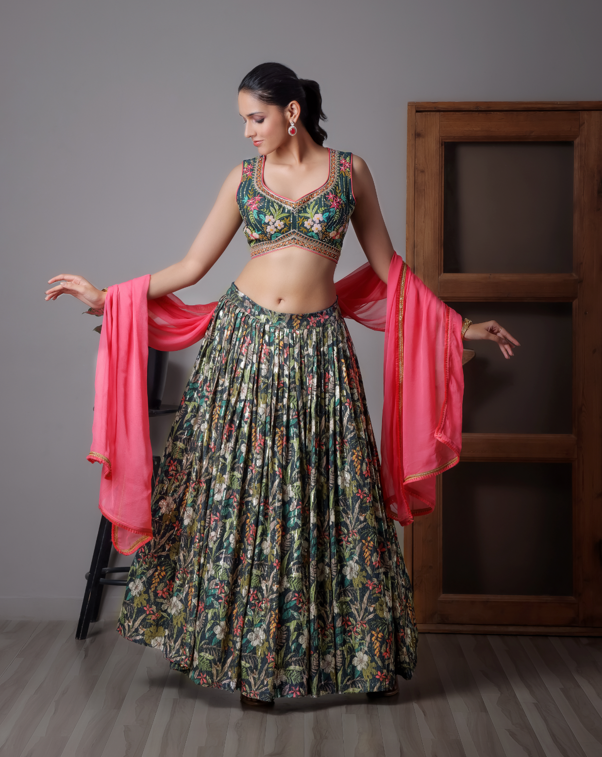 Multi-colour Flora Printed Lehnga Choli
