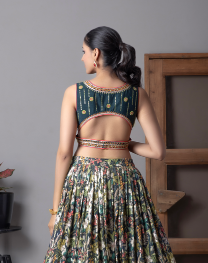 Multi-colour Flora Printed Lehnga Choli