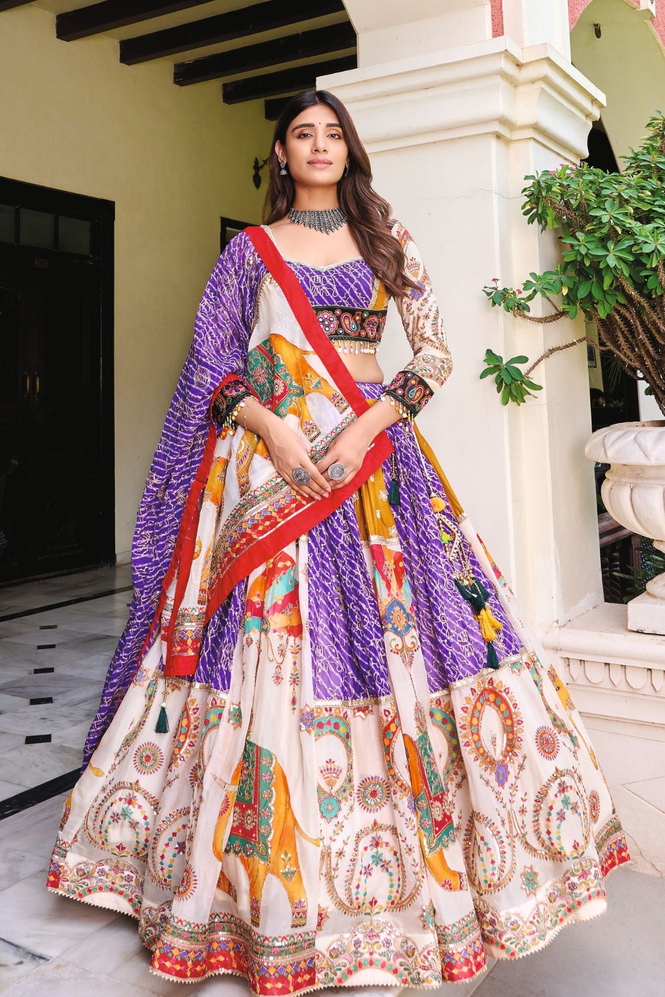 Multicolor Kutchi Embroidered Chaniya Choli