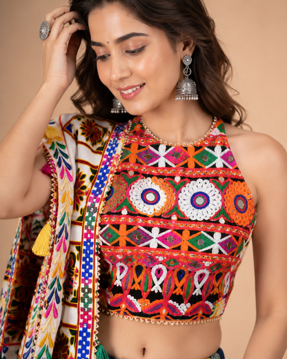 Multicolor Kutchi Embroidered Navratri Chaniya Choli