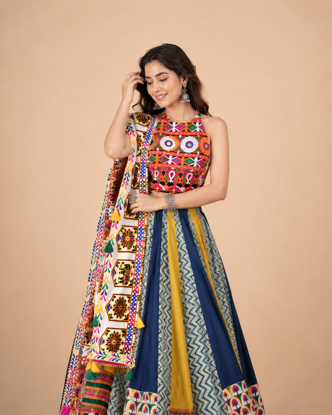 Multicolor Kutchi Embroidered Navratri Chaniya Choli