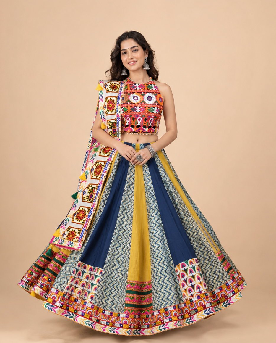 Multicolor Kutchi Embroidered Navratri Chaniya Choli