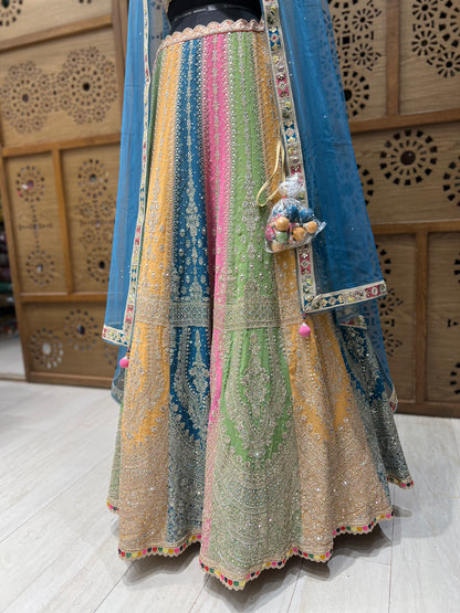 Multicoloured Embroidered Lehnga Choli