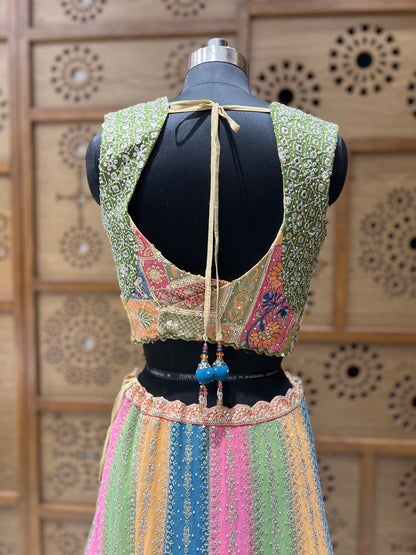 Multicoloured Embroidered Lehnga Choli