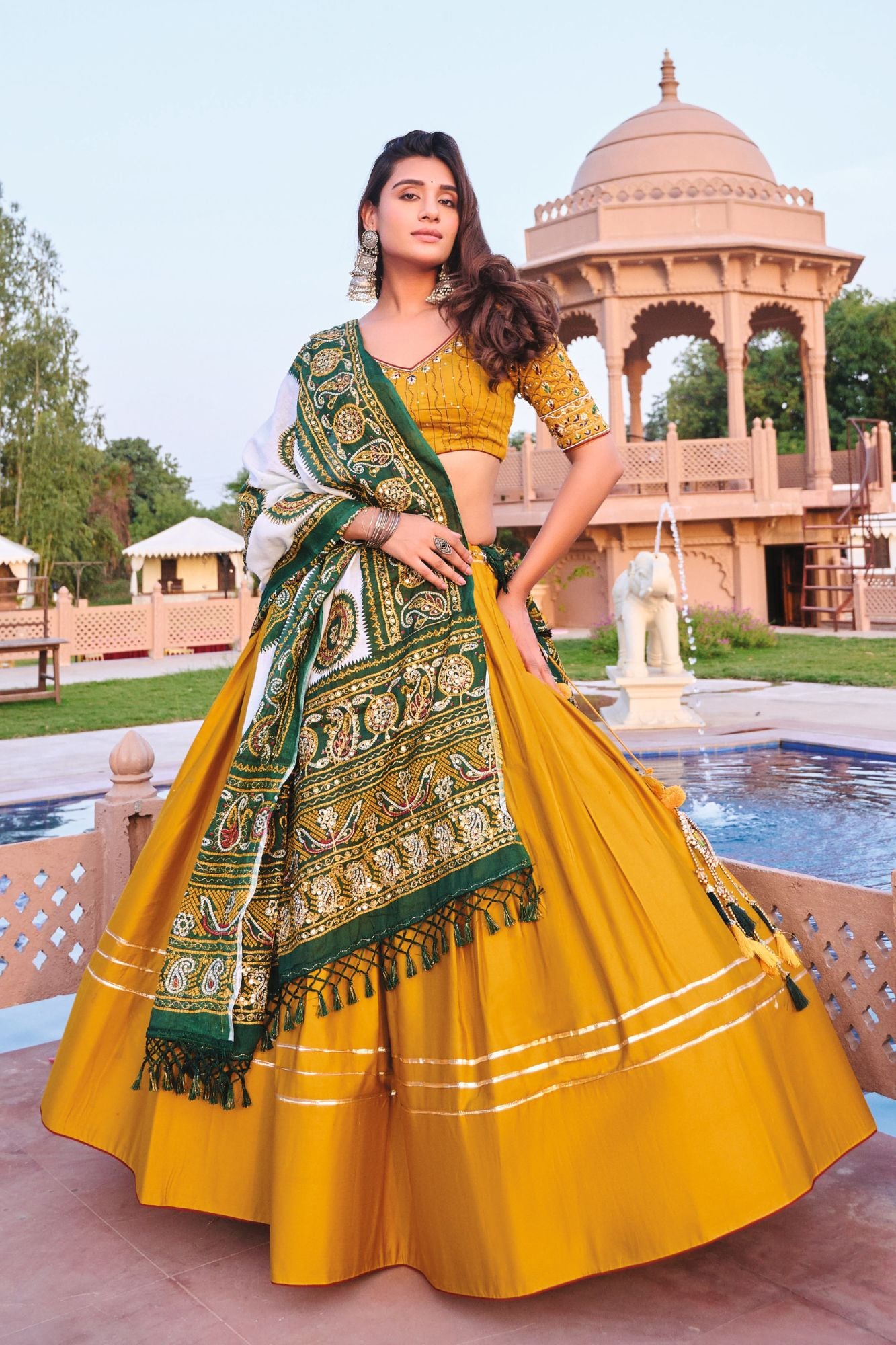 Mustard Yellow Navratri Chaniya Choli with Traditional Bandhani Patola Dupatta