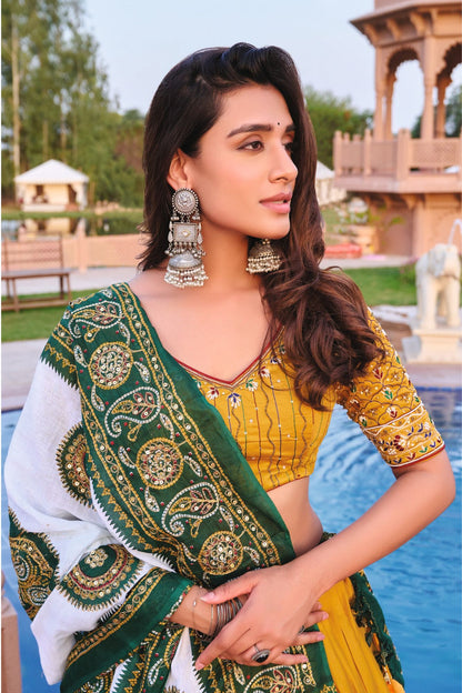 Mustard Yellow Navratri Chaniya Choli with Traditional Bandhani Patola Dupatta