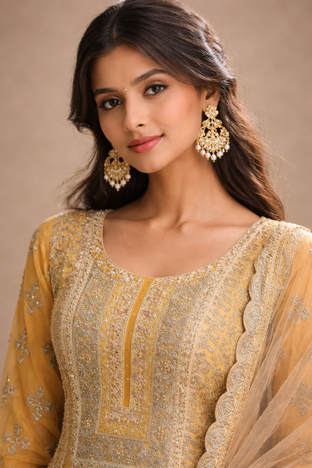 Mustard Yellow and Olive Green Heavy Embroidered Lehenga Set