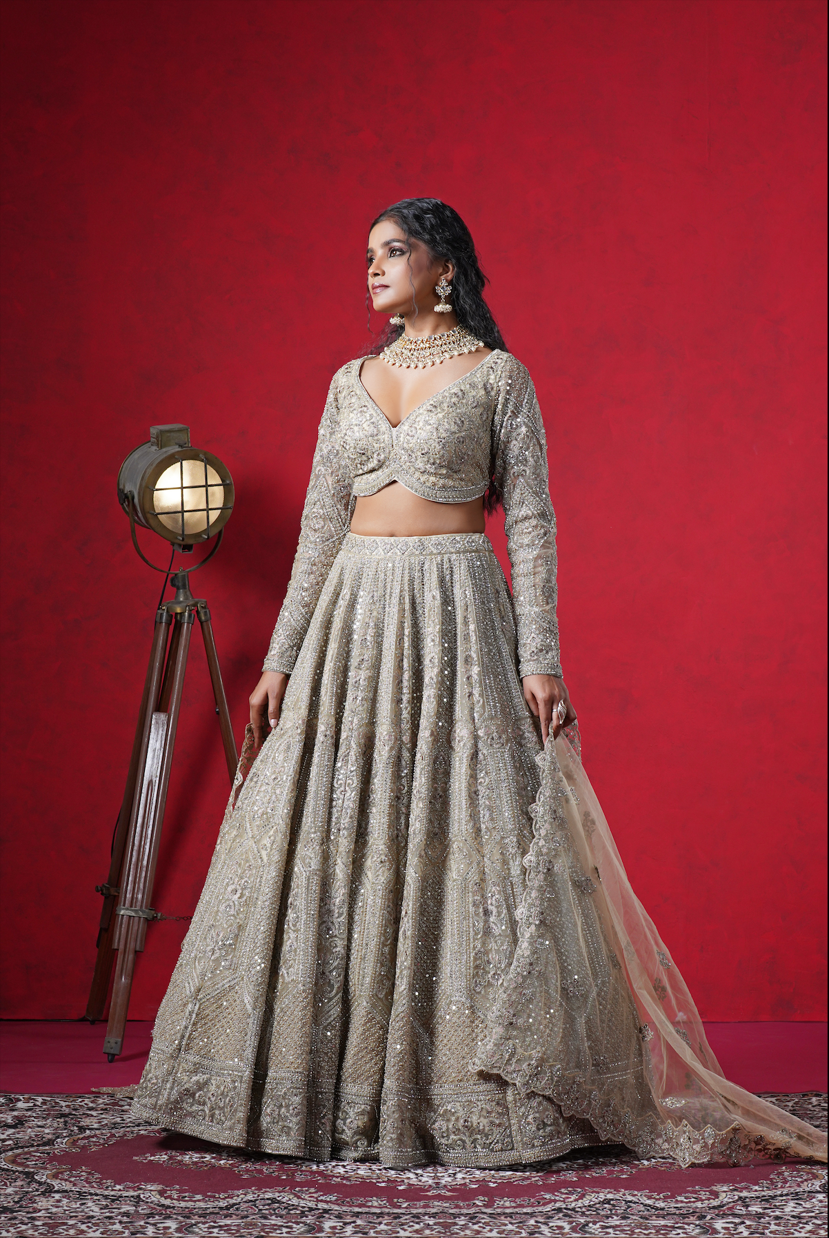 Off White Net Designer Lehenga Choli