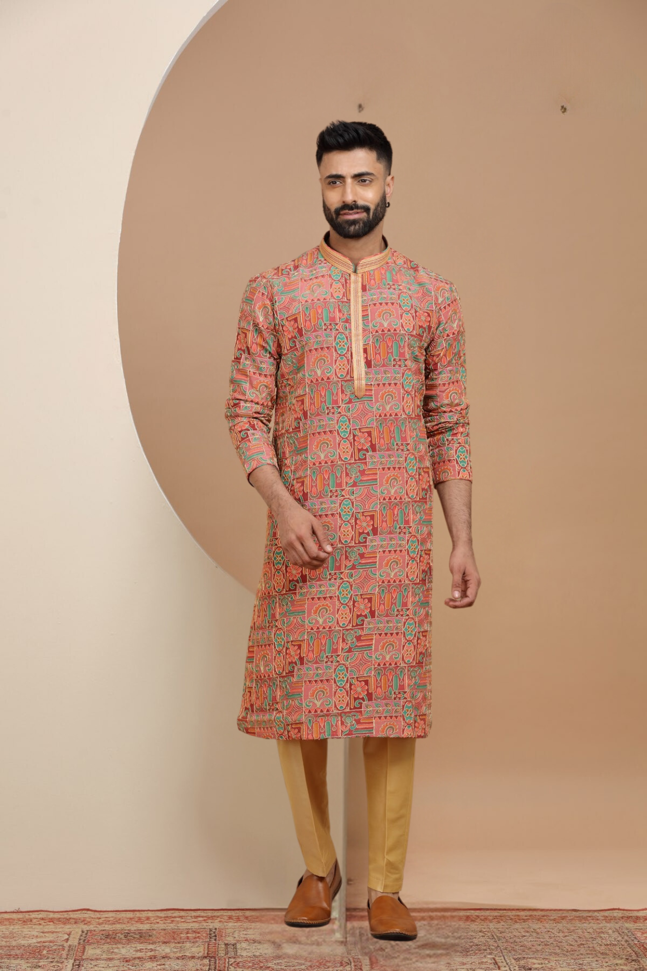 Orange Handcrafted Kurta Set