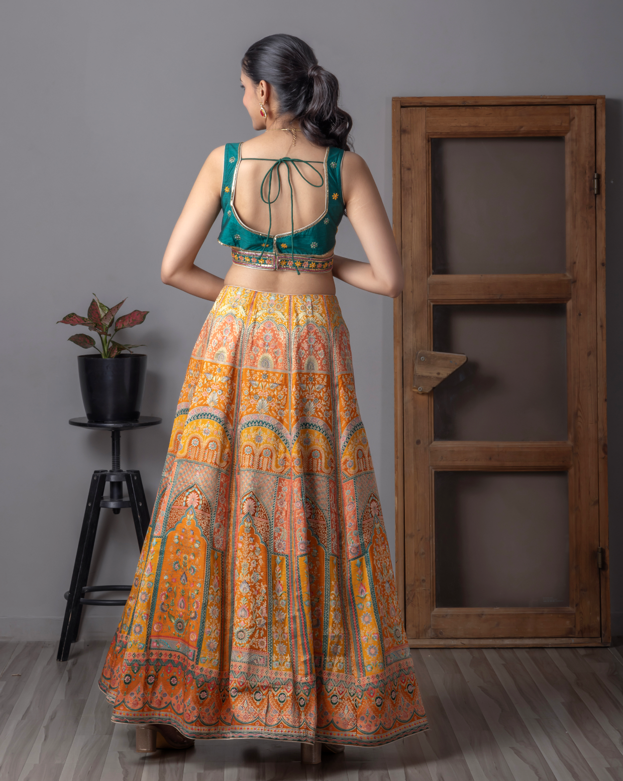 Orange printed Lehnga Choli