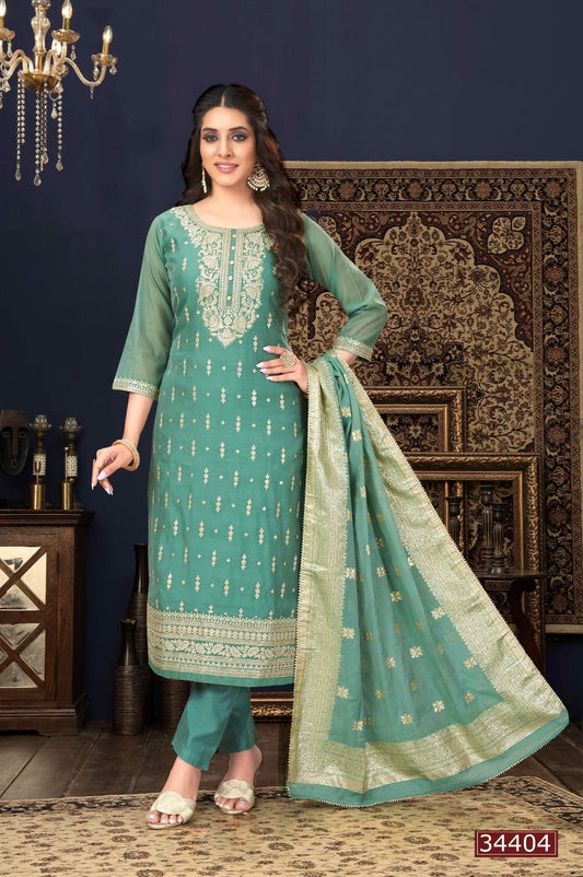Pista Green Long Kurti Pant Set