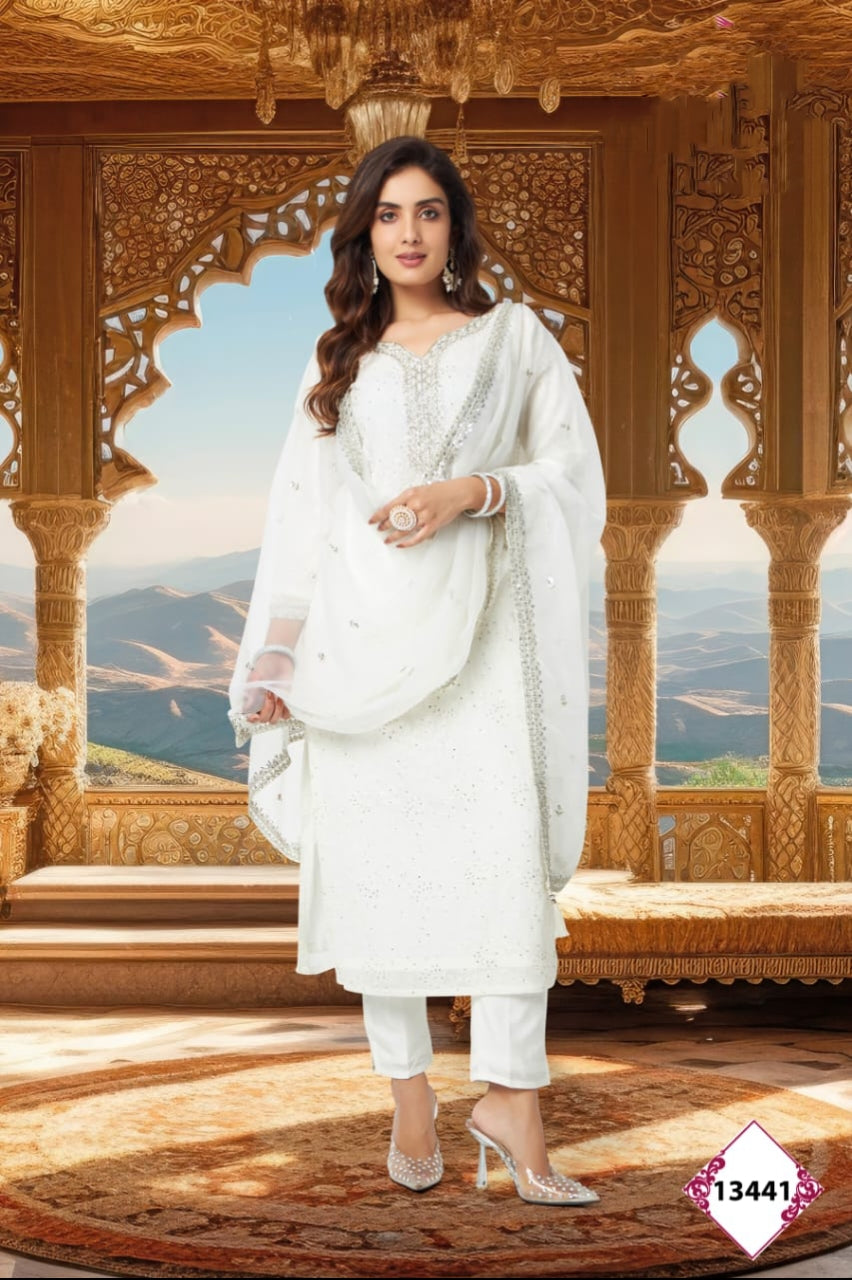 Elegantly Simple White Kurti Pant Set