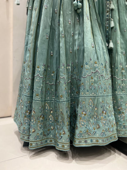 Pastel Shade of Teal Embroider Lehnga Choli