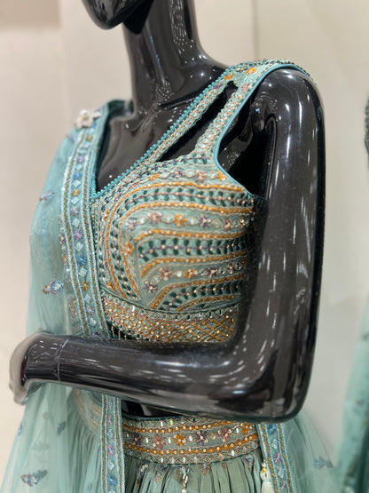 Pastel Shade of Teal Embroider Lehnga Choli