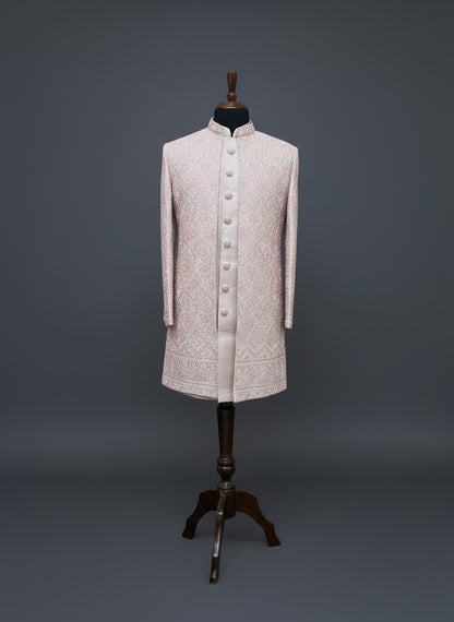 Pastel Peach Embroidered Indo-Western