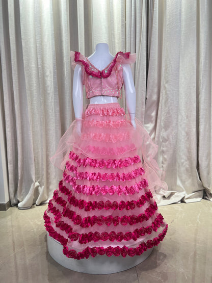 Pink Floral Designer Lehenga Set