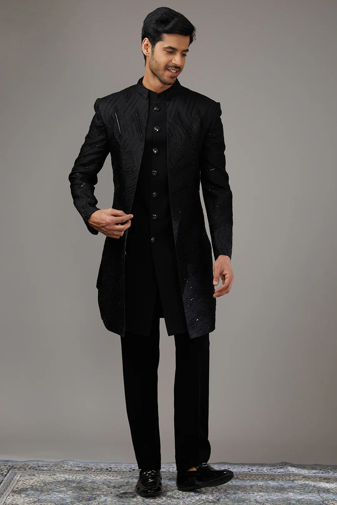 Geometric Textured Indo-Western Set
