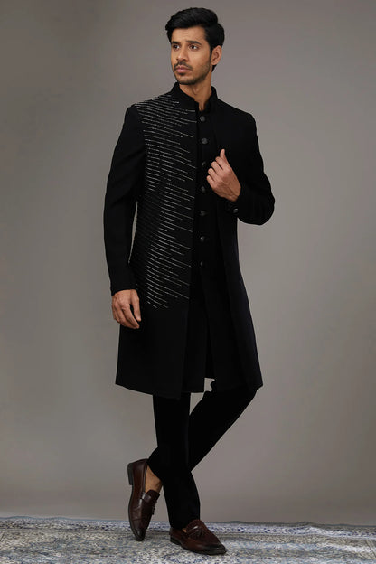 Black Salli Fusion Indo-Western Set