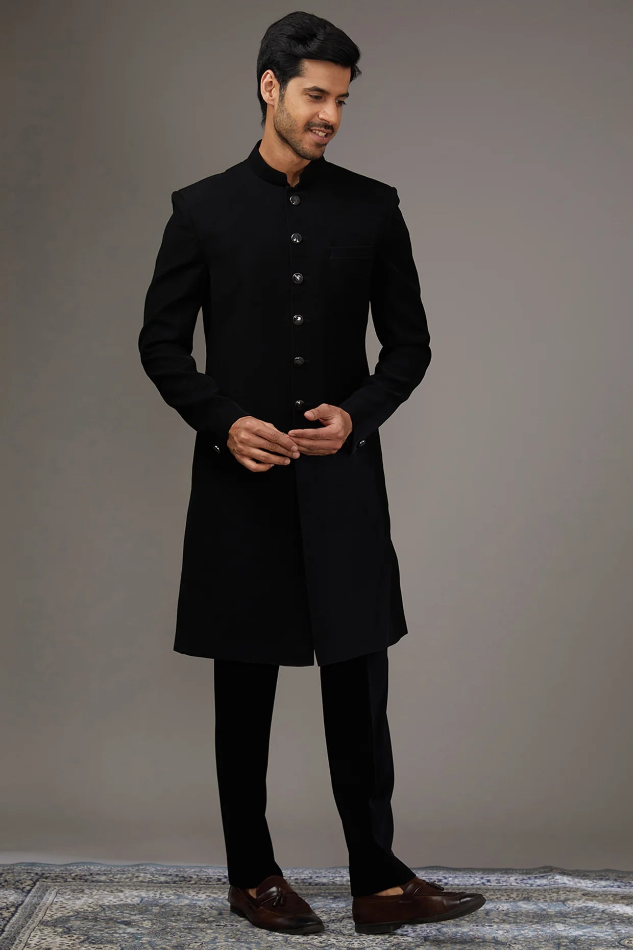 Black Salli Fusion Indo-Western Set