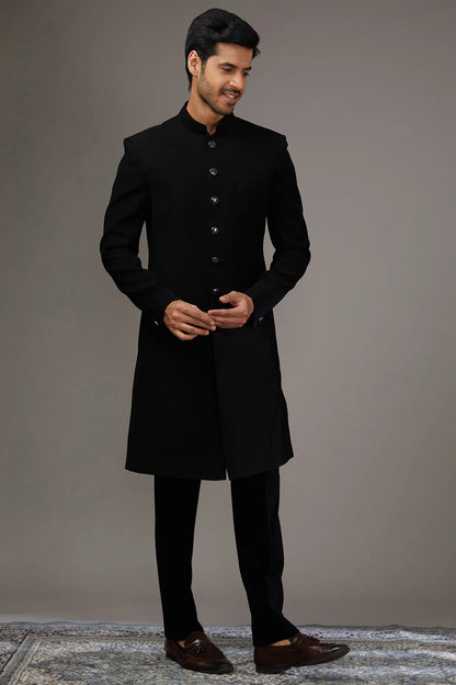 Black Salli Fusion Indo-Western Set