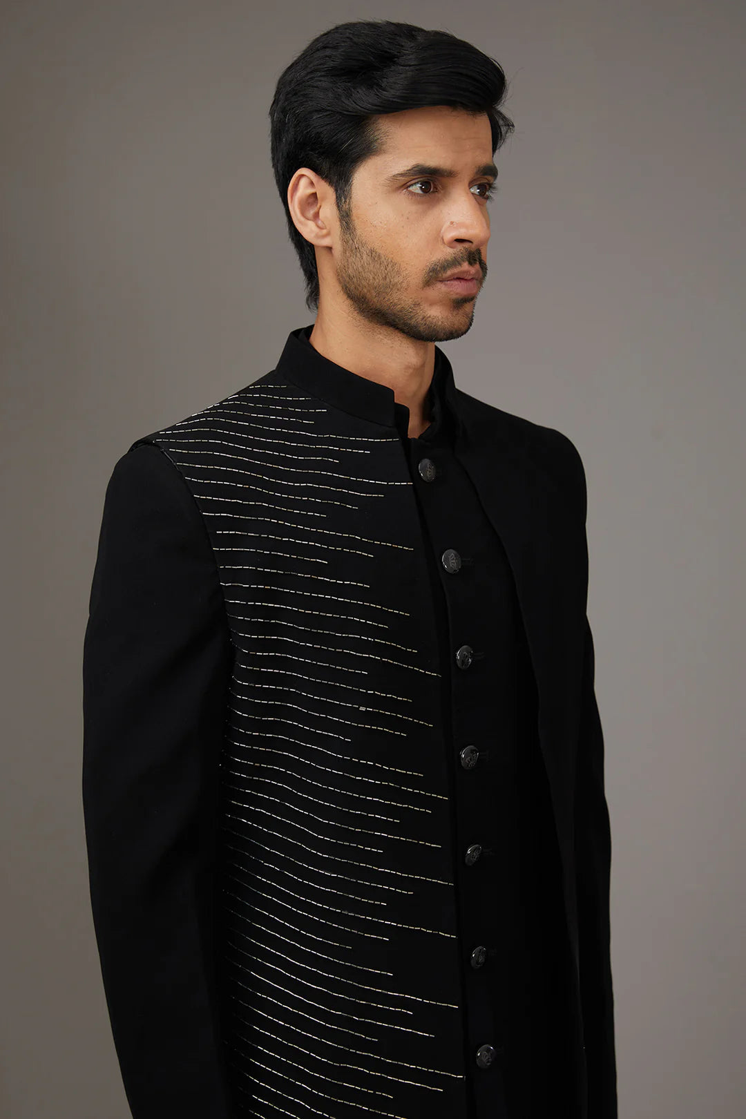 Black Salli Fusion Indo-Western Set