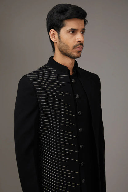 Black Salli Fusion Indo-Western Set