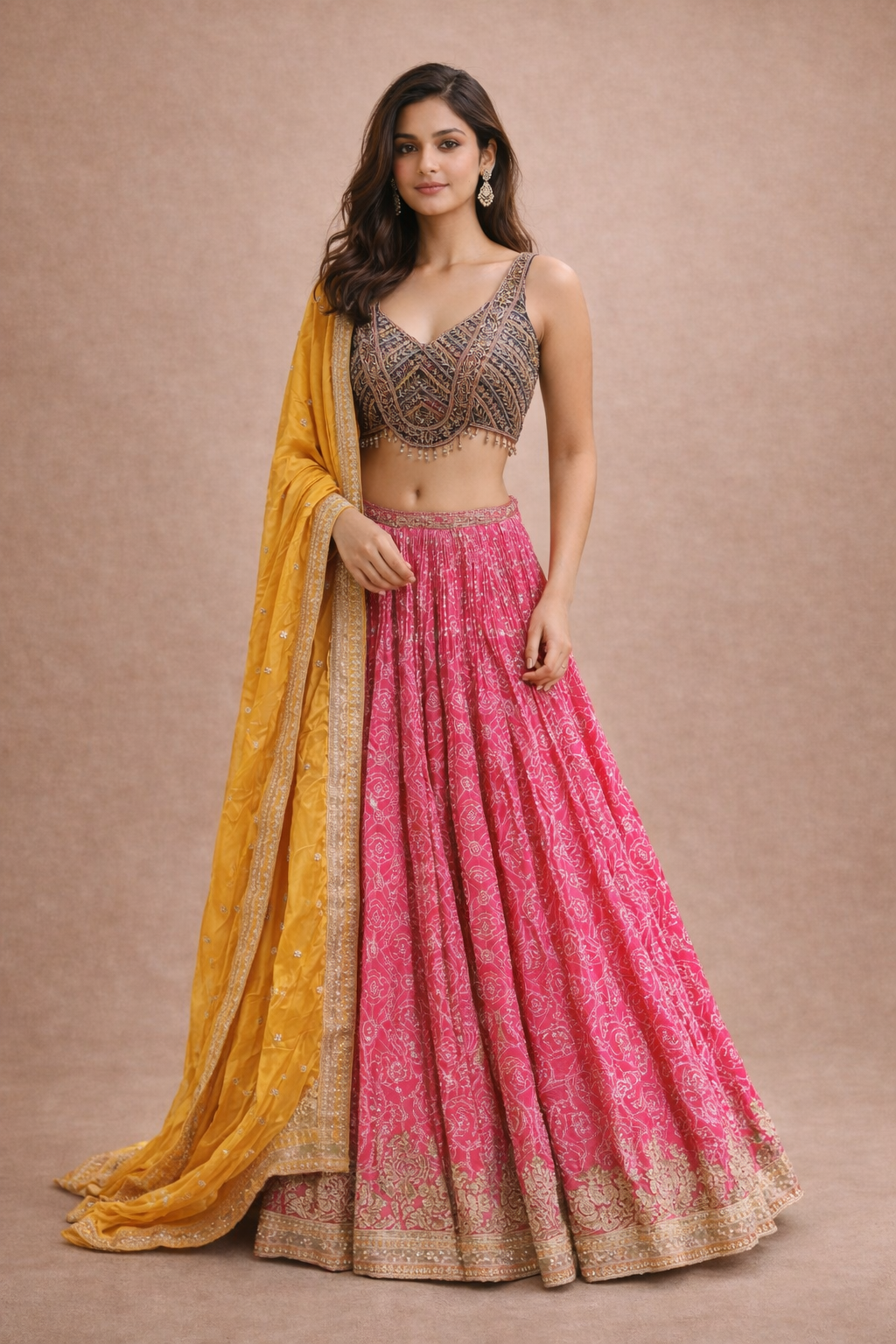 Rani Pink Bandhani Lehenga Choli