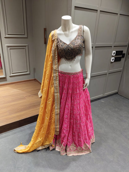 Rani Pink Bandhani Lehenga Choli