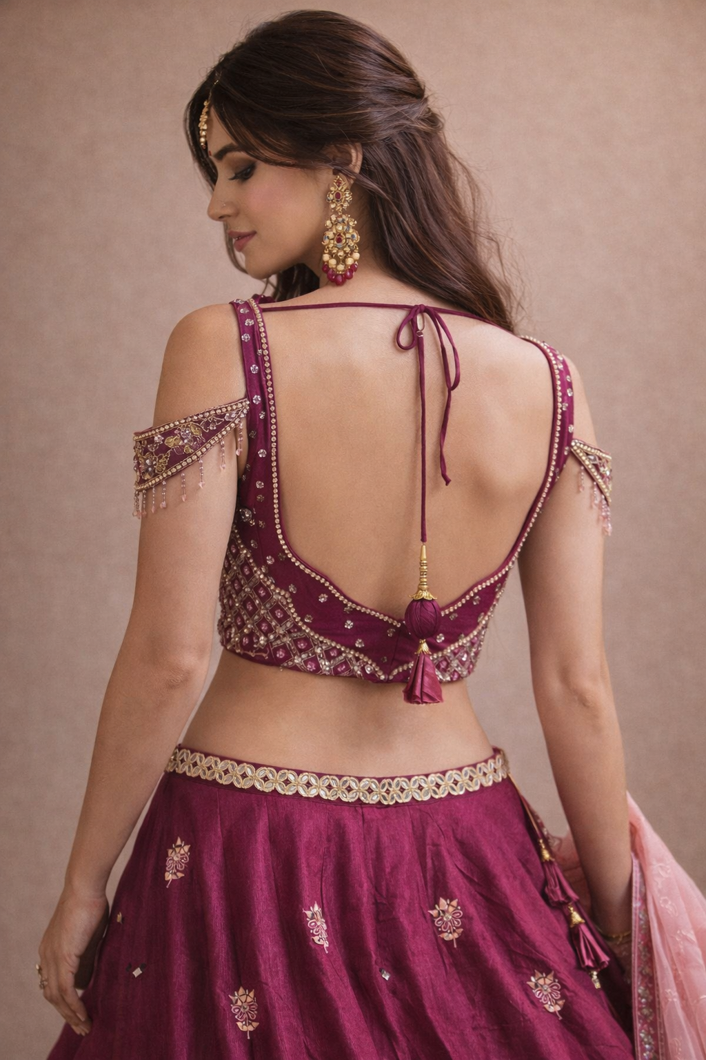 Rani Pink Embroidered Bridal Lehenga with Zari & Sequin Work