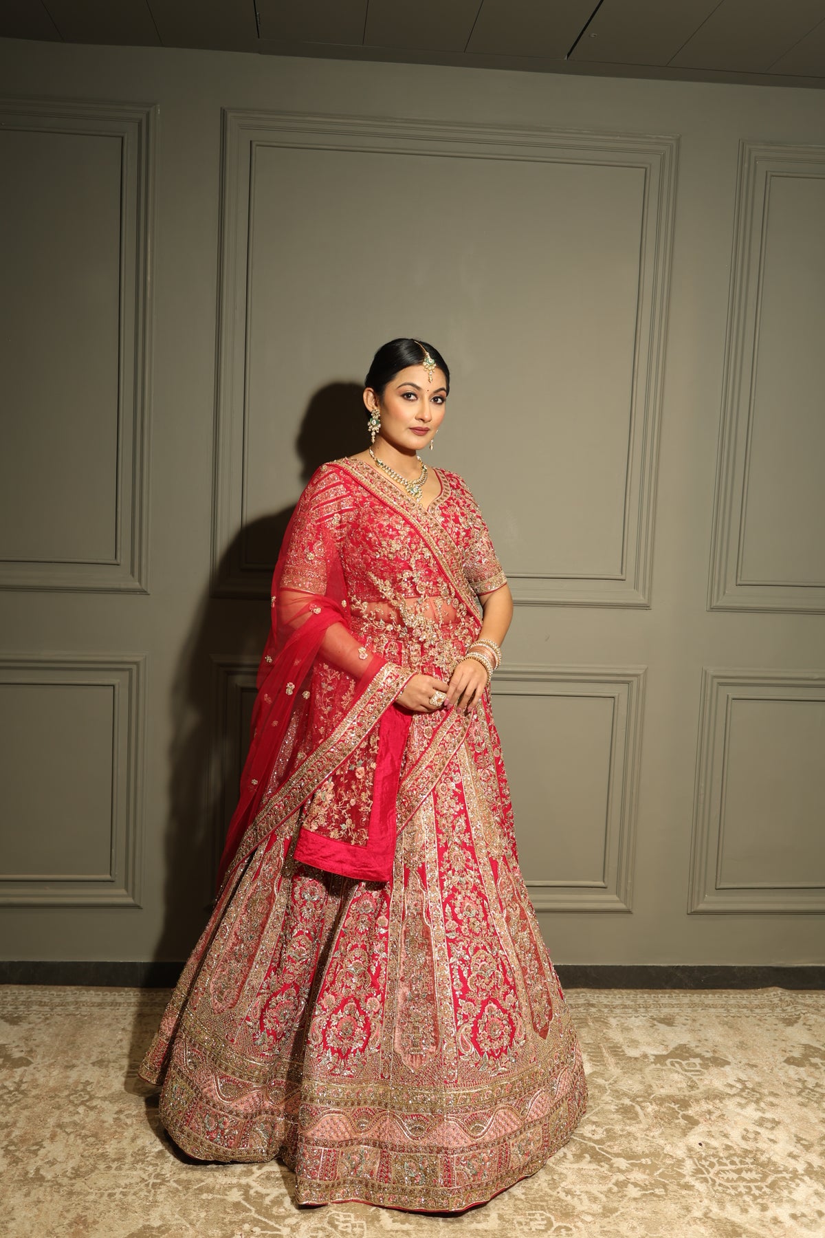 Kalpi Rani Rani Red Contemporary Zardozi Embroidered Bridal Lehenga Set – Jhalak Kalpi
