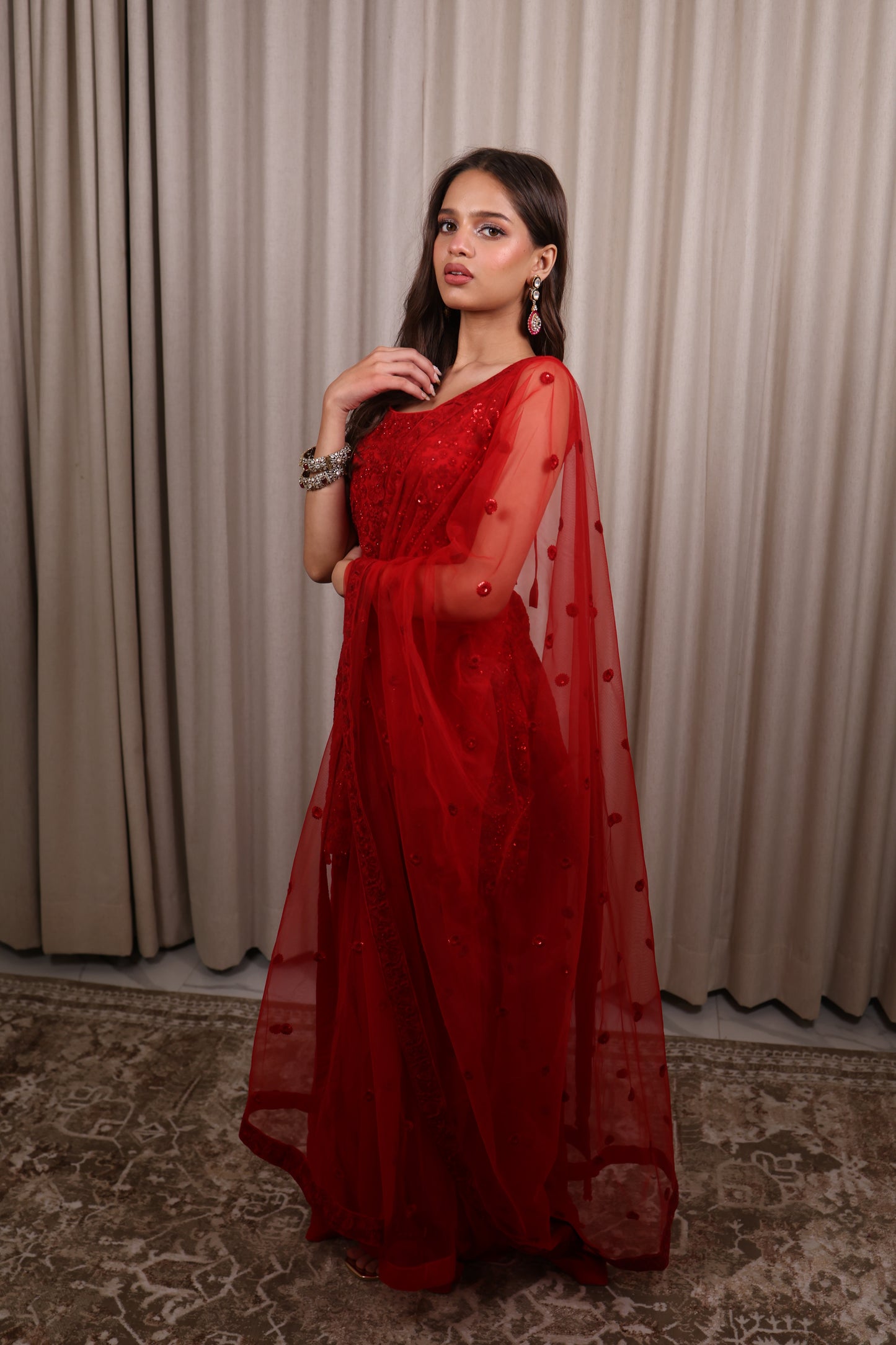 Red Sharara Suit