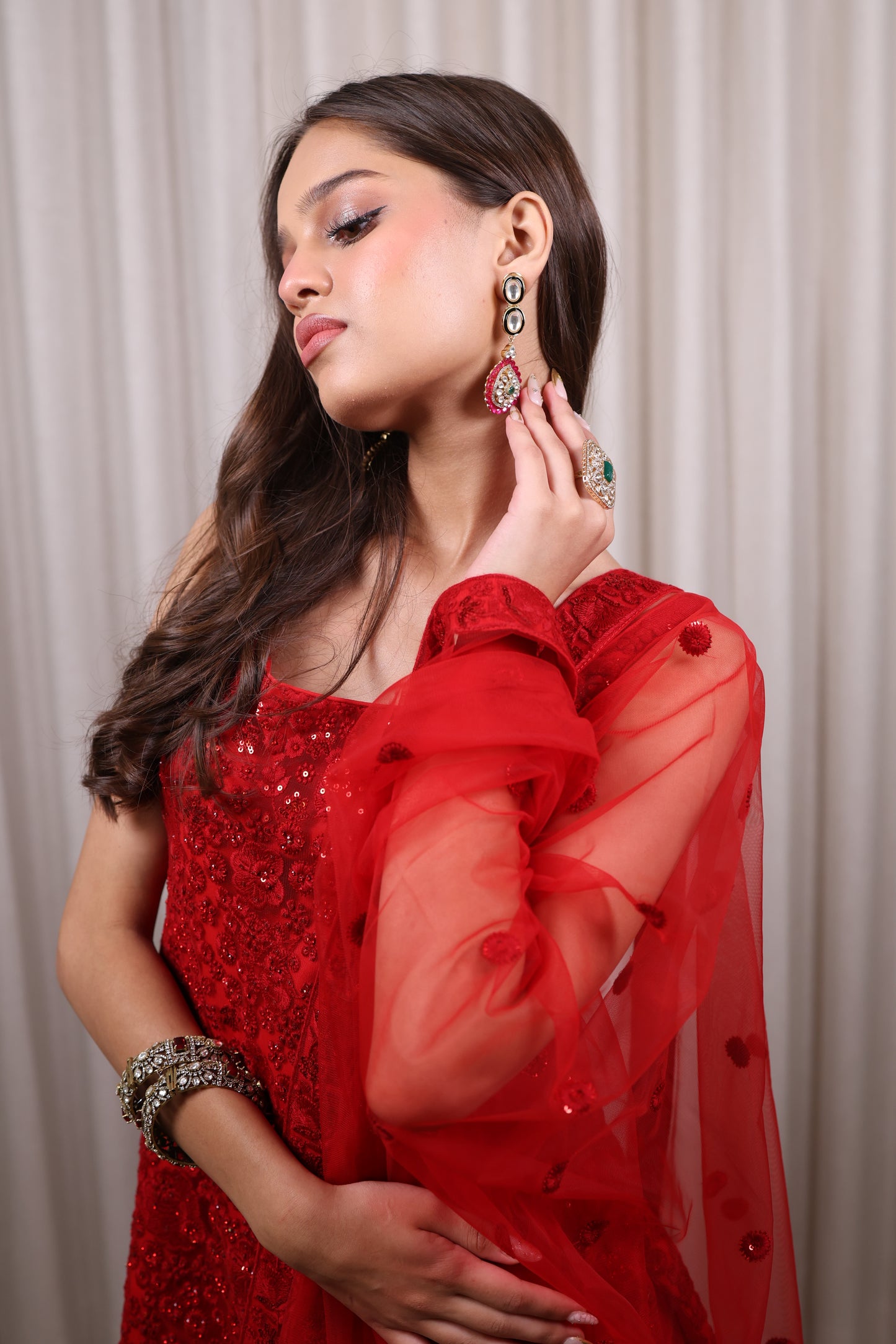 Red Sharara Suit