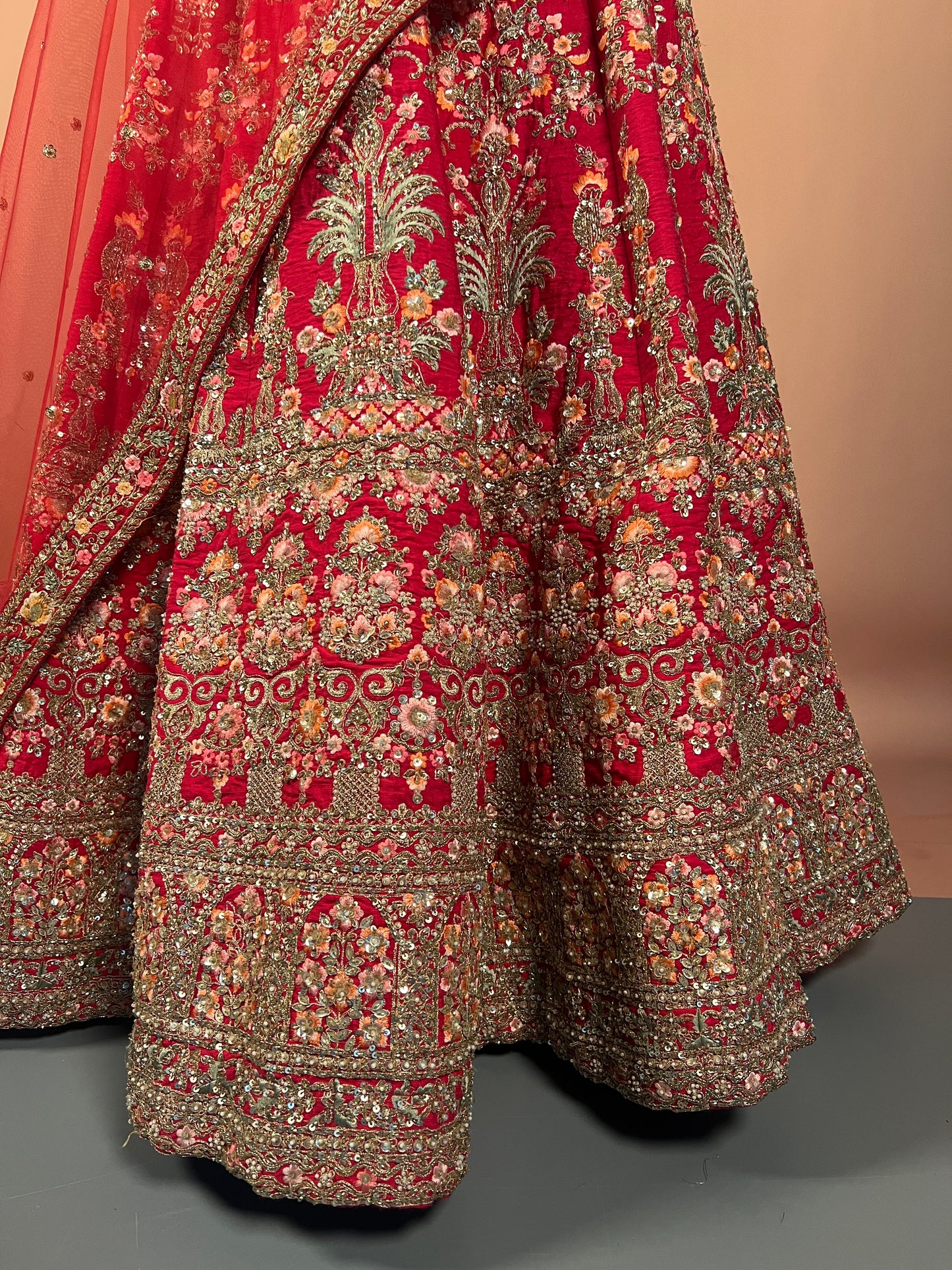 Regal Red Zari Embroidered Bridal Lehenga Set