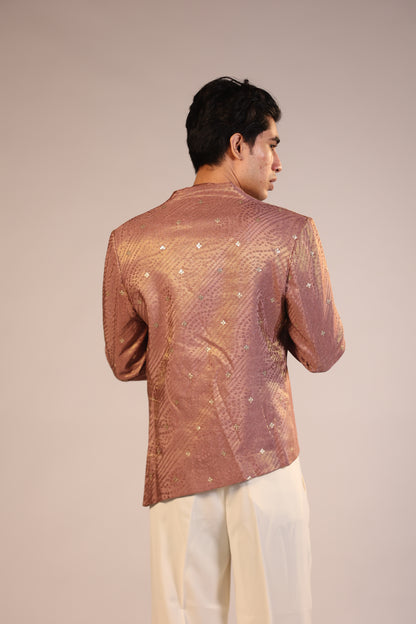 Rose Gold Embroidered Indo-Western Jacket Set