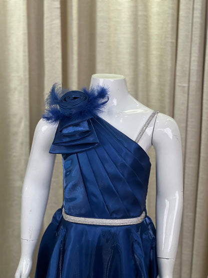 Royal Blue One-Shoulder Party Gown for Girls