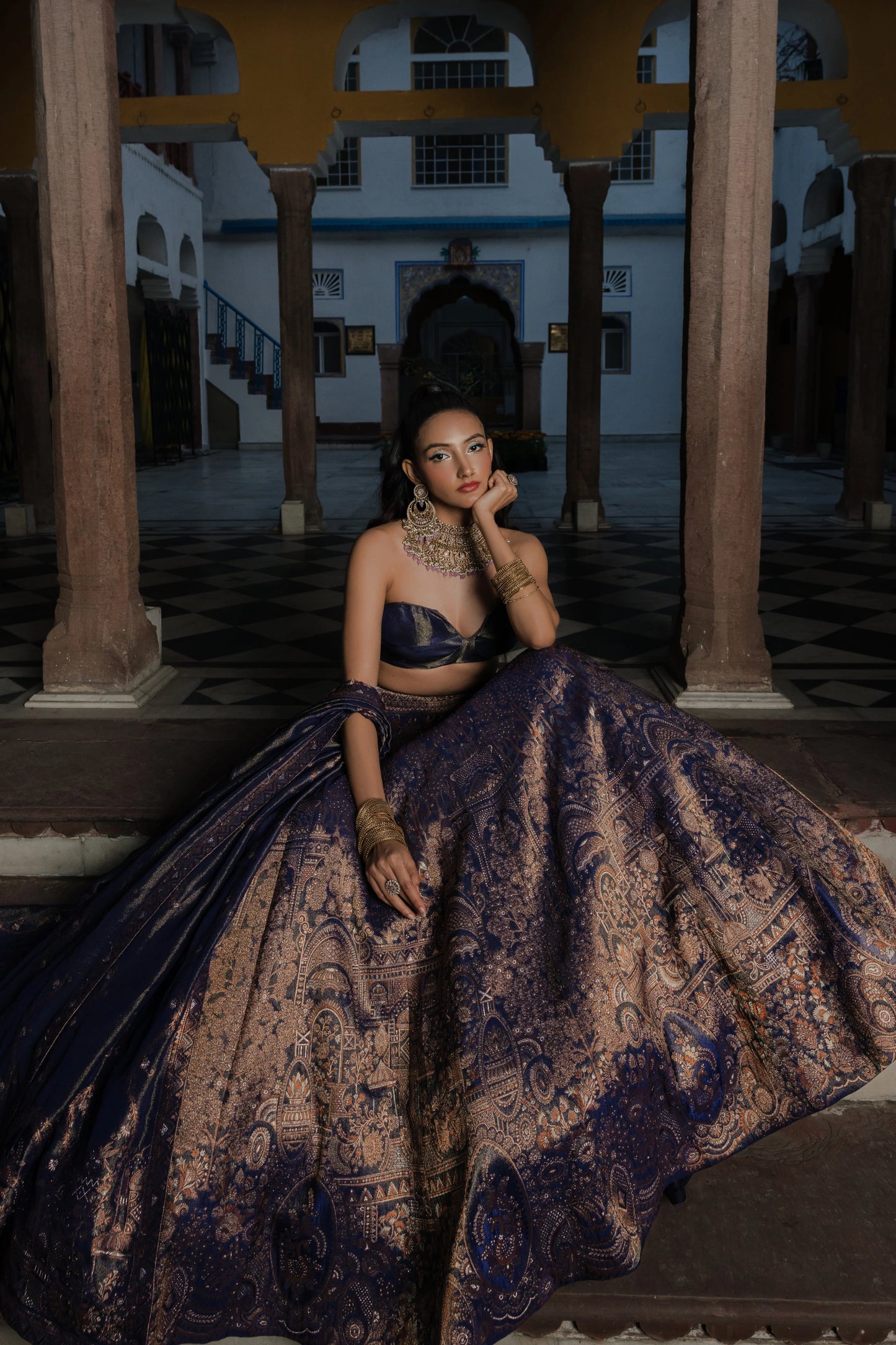 Royal Purple Banarasi Silk Lehenga Set