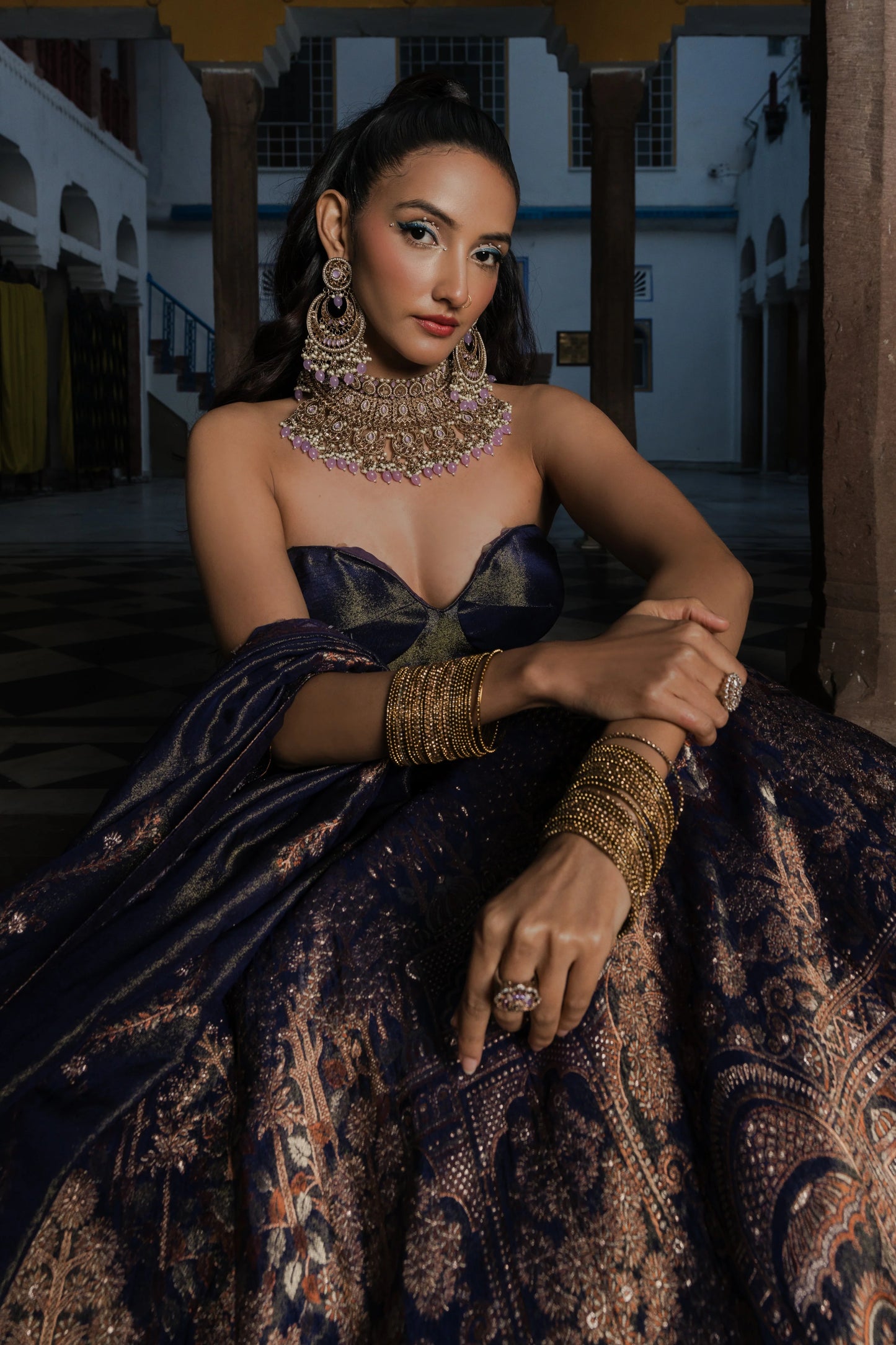 Royal Purple Banarasi Silk Lehenga Set